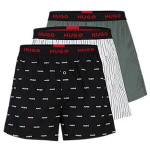 HUGO Three-pack of cotton boxer shorts with logo waistbands