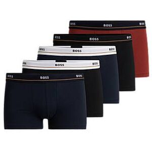 Boss Five-pack of stretch-cotton trunks with logo waistbands