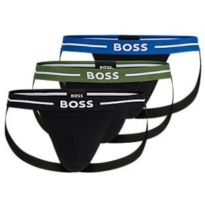 Boss Three-pack of stretch-cotton jock straps with logo waistbands