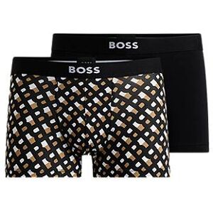 Boss Two-pack of stretch-cotton trunks with logo waistbands