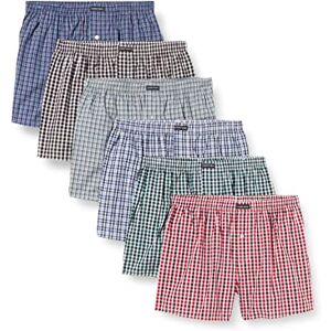 Lower East Men's American Boxer Shorts, Pack of 6, Multicoloured), Size X-Large