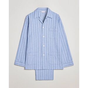 Derek Rose Brushed Cotton Flannel Striped Pyjama Set Blue - Size: One size - Gender: men