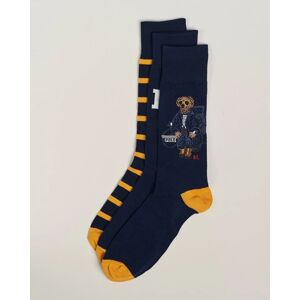 Ralph Lauren 3-Pack Crew Sock Navy Bear & Stripe - Sininen - Size: 46 48 50 52 - Gender: men