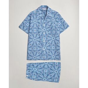Derek Rose Shortie Printed Cotton Pyjama Set Blue - Valkoinen - Size: 40 41 42 43 44 45 - Gender: men