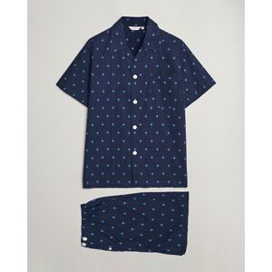 Derek Rose Shortie Printed Cotton Pyjama Set Navy - Beige - Size: 40 41 42 43 44 45 - Gender: men