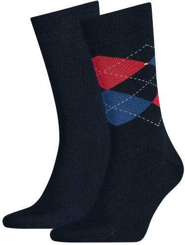 Tommy Hilfiger 2 pakkaus Men Sock Check - Blue/Red  - Size: 100001495 - Color: sin/punainen