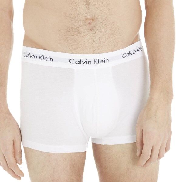 Calvin Klein 3 pakkaus Cotton Stretch Low Rise Trunks - White/Grey  - Size: U2664G - Color: valk/harmaa