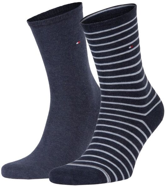 Tommy Hilfiger 2 pakkaus Classic Small Stripe Socks - Blue Striped  - Size: 100001494 - Color: Siniraitainen