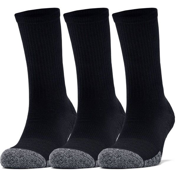 Under Armour 3 pakkaus HeatGear Crew Sock - Black  - Size: 1346751 - Color: musta