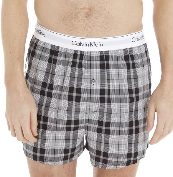 Calvin Klein 2 pakkaus Modern Cotton Woven Slim Fit Boxer - Black pattern-2  - Size: NB1396A - Color: Musta kuviollinen