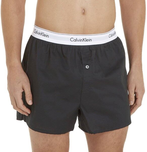 Calvin Klein 2 pakkaus Modern Cotton Woven Slim Fit Boxer - Black  - Size: NB1396A - Color: musta