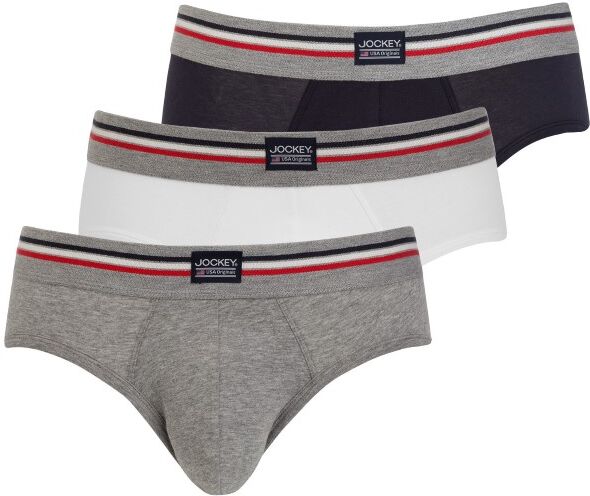 Jockey 3 pakkaus Cotton Stretch Brief - Grey/Blue  - Size: 17302483 - Color: harmaa/sininen