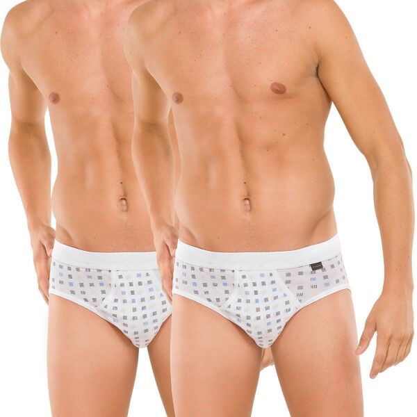 Schiesser 2 pakkaus Essentials Sport Briefs With Fly - White  - Size: 225167 - Color: valkoinen