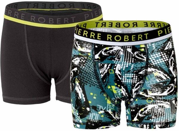 Pierre Robert 2 pakkaus Young Boxer For Boys - Black/Green  - Size: 15127 - Color: musta/vihr