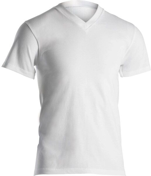 Dovre Single Jersey  V-neck T-Shirt - White  - Size: 65020 - Color: valkoinen