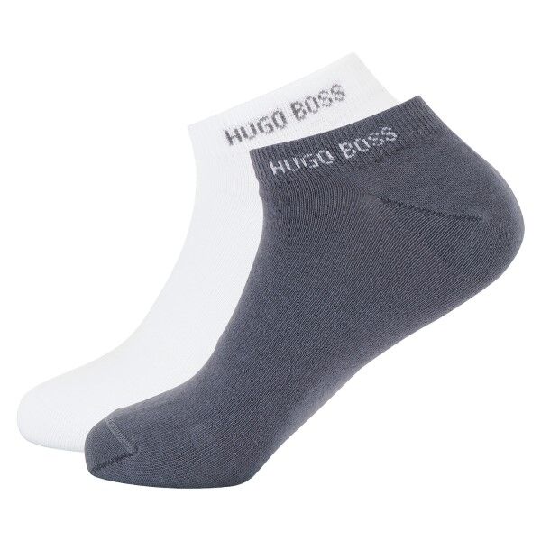 Hugo Boss BOSS Logo Ankle Sock 2 pakkaus - White/Blue  - Size: 50407405 - Color: valk/sin