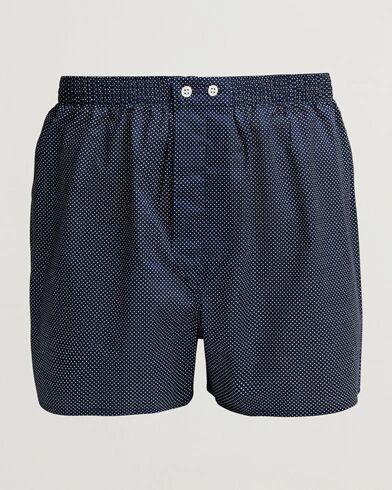 Derek Rose Classic Fit Cotton Boxer Shorts Navy Polka Dot