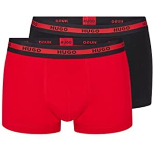 HUGO Hommes Trunk Twin Pack Lot de Deux Boxers Courts en Coton Stretch avec Taille à Logos - Publicité