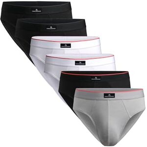 DANISH ENDURANCE Lot de 3 ou 6 Slips en Coton Stretch,Ultra Doux et Confortable, Respirant, pour Homme, De Plusieurs Couleurs Lot de 6 (2 x Noir, 2 x Blanc, 1 x Gris, 1 x Noir/Ligne Rouge), Large - Publicité