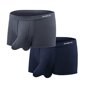 BIATWOWR Men's Underwear Dual Pouch Boxer Trunks Separated Bulge Ball Pouch Boxer Low Rise Enhancing Underwear Briefs - Publicité