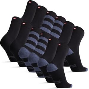 DANISH ENDURANCE 6 Paires de Chaussettes en Coton Premium, Respirantes & Douces, Homme Femme, Multicolore (2x Noir, 2x Bleu/Noir rayures, 2x Noir/Bleu Talon et Orteils), 43-47 - Publicité