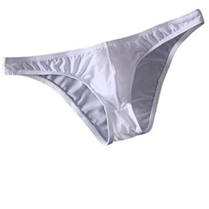 Faringoto Sous-vêtements transparents en soie glacée pour homme Taille basse Bord étroit, blanc, XL - Publicité