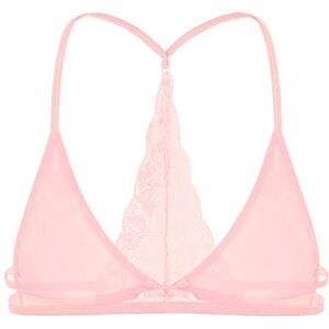 ranrann Soutien-Gorge Homme Sexy sous-vêtement Dentelle Sissy Lingerie Respirante Bralette Gay Bra Debardeur Dos Nu Tank Top Maillot de Corps Underwear M-XXL Type C Rose XL - Publicité