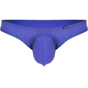 dPois Micro String Homme Mini Stretch Tanga Slip Thong Sexy sous-vêtements Jockstrap Bulge Pouch Taille Basse Underwear S-XXL A Bleu S - Publicité