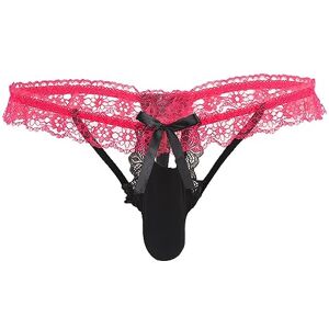 IEFIEL Hommes Strings Slips en Dentelle Bowknot sous-vêtements Culottes Gay Sissy Lingerie Tanga Lace Frilly Bikini Briefs Crossdress Underwear Underpants Lace Noir Taille Unique - Publicité