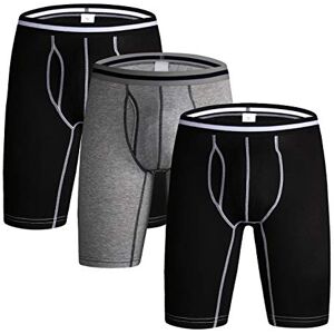 AIEOE Caleçon Longues Jambes Homme Sport Long Slip Doux Marcheur Course Boxers à Jambes Longues sous-vêtements Longs Homme Respirant Noir& Gris 42-44 - Publicité