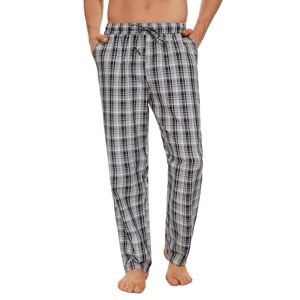 Aseniza Pantalon de Pyjama Homme 100% Coton Bas de Pyjama à Carreaux Vêtement de Nuit & de Détente Pantalons Confortable Longue et Respirant Décontracté Bleu + Blanc M - Publicité