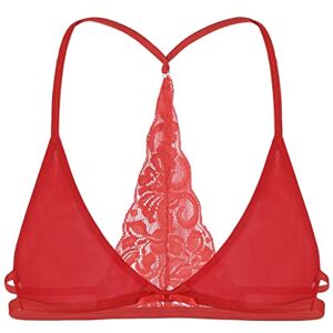 ranrann Soutien-Gorge Homme Sexy sous-vêtement Dentelle Sissy Lingerie Respirante Bralette Gay Bra Debardeur Dos Nu Tank Top Maillot de Corps Underwear M-XXL Type C Rouge L - Publicité