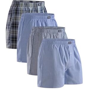 DANISH ENDURANCE Lot de 4 Boxers Américains 100% Coton Bio, Amples et Ultra Confortables pour Homme, Bleu Mélangé/Rayures, M - Publicité