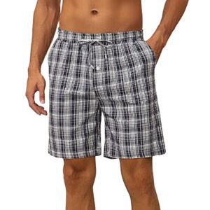 Nieery Bas de Pyjama Homme Short Pyjama Homme Pantalon Pyjama avec des Poches Vêtements de Nuit Short à Carreaux en Coton pour la Maison Pantalon de Pyjama Court - Publicité