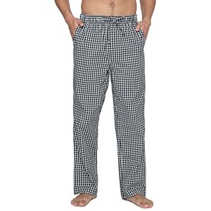 LAPASA Pantalon de Pyjama Homme 100% Coton Léger Bas de Pyjama à Carreaux Vêtements de Nuit & de Détente Maison M38 Blanc & Bleu Marine XXL - Publicité