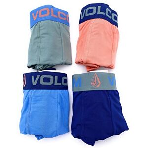 Volcom Lot de 4 boxers pour homme I Taille M, L, XL I Bleu/bleu clair/orange/gris I Performance Stretch, noir, bleu, vert, rouge, M - Publicité