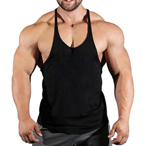 GYMAPE Débardeur Gym Stringer pour Homme Extensible Entraînement De Musculation Débardeur Coton Pur Color Black Size S - Publicité