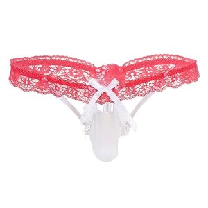 IEFIEL Hommes Strings Slips en Dentelle Bowknot sous-vêtements Culottes Gay Sissy Lingerie Tanga Lace Frilly Bikini Briefs Crossdress Underwear Underpants Lace Blanc Taille Unique - Publicité