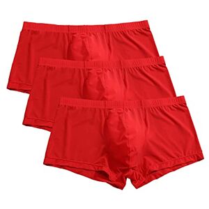 DGKaxiyaHM Boxer D'éTé en Soie GlacéE pour Hommes Boxer Respirant à Taille Basse avec Pochette sous-VêTements LéGers De Couleur Unie (Rouge-3PC,3XL) - Publicité