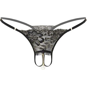 ranrann Homme Tanga Sexy Ouvert Dentelle String Ficelle Bikini Thong Sissy Lingerie Hot Gay Slip Panties Erotique Underwear Type D Noir Taille Unique - Publicité