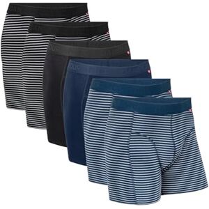 DANISH ENDURANCE Lot de 6 Boxers en Coton Bio Ultra Doux et Respirants, Confortables, Caleçons Homme Multicolore (2 x Rayures Noir, 1 x Noir, 1 x Marine, 2 x Rayures Marine) XXL - Publicité