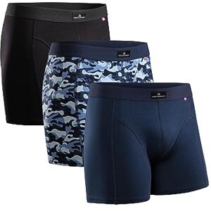 DANISH ENDURANCE Lot de 3 Boxers en Coton Ultra Doux, Caleçon Confortable et Respirant, pour Homme, Multicouleurs (1x Noir, 1x Camouflage, 1x Blue Marine), XXXL - Publicité