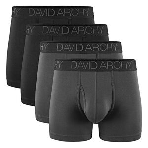 DAVID ARCHY Boxer Homme Lot de 4 Caleçon Court en Fibre de Bambou Braguette sous-Vêtement Élastique Respirant Confortable - Publicité