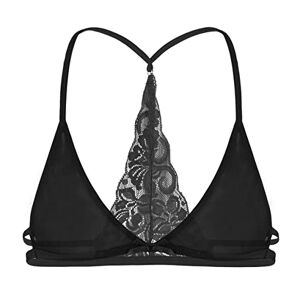 ranrann Soutien-Gorge Homme Sexy sous-vêtement Dentelle Sissy Lingerie Respirante Bralette Gay Bra Debardeur Dos Nu Tank Top Maillot de Corps Underwear M-XXL Type C Noir XL - Publicité