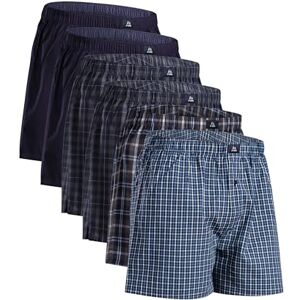 DANISH ENDURANCE Lot de 6 Boxers Américains 100% Coton Bio, Amples et Ultra Confortables pour Homme Mélange Bleu/Gris XL - Publicité