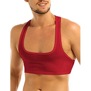 ranrann Débardeur Musculation Homme Sexy Gilet Tank Top Gym Sport Fitness Maillot de Corps Muscle Haut Court Danse Clubwear M-XXL Type A Rouge M - Publicité