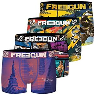 FREEGUN Caleçon Homme Ajustement Parfait, Boxer Homme, Anti-Transpirant, Confortable (Lot de 4), Jaune, Bleu, Orange, Violet, Taille L - Publicité