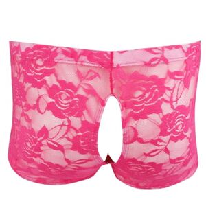 IEFIEL Homme Boxer Slip Poche Dentelle Florales Jarretière String Lingerie Sissy sous-vêtements Bas De Pyjama Tanga Thongs M-3XL Rose Vif XL - Publicité