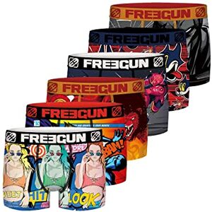 FREEGUN Caleçon Homme Stretch, Boxer Homme, sans Déformation, Maintien Anti-Glisse (Lot de 6), Rouge, Jaune, Orange, Gris, Taille S - Publicité