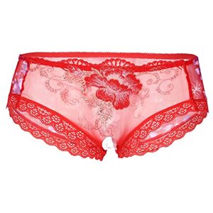 IEFIEL Homme Boxer Slip Poche Dentelle Florales Jarretière String Lingerie Sissy sous-vêtements Bas De Pyjama Tanga Thongs M-3XL Z-Rouge 3XL - Publicité